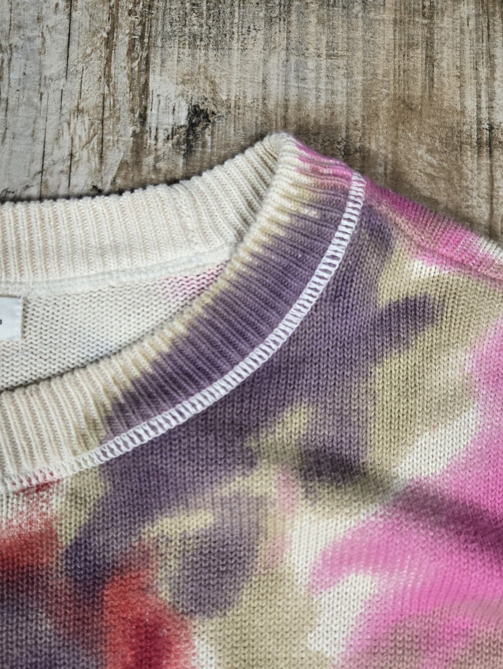 Natural Life Tie Dye Top L / XL Oversize Slouchy Sweatshirt Red Fuschia Cream - Picture 6 of 16